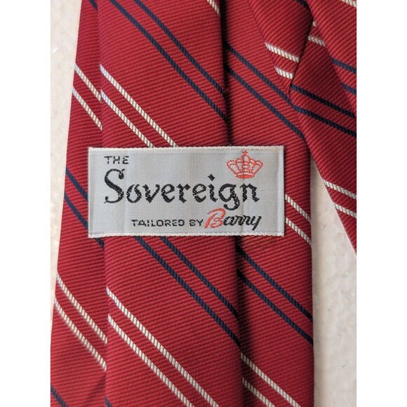 The Sovereign Necktie Red Stripe Pattern Men's Tie Tailored By Barry Workwear - Picture 5 of 7